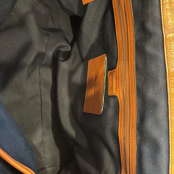 Cole Haan Brown Leather Handbag with Braided Handles and Tassel - Picture 5 of 8